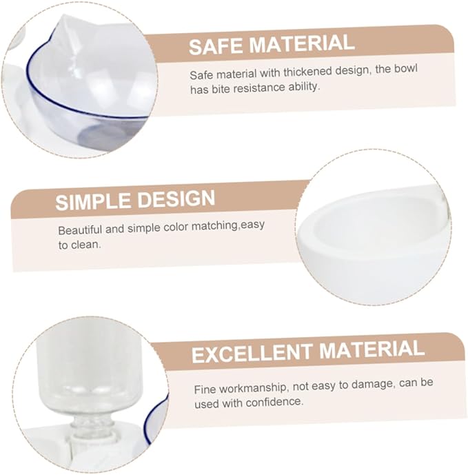 Multi-Function Pet Bowl Set Automatic Water Feeder for Cats and Dogs Dual-Bowl Design with Tilt for Comfortable Eating and Drinking Suitable for Small to Medium Pets White