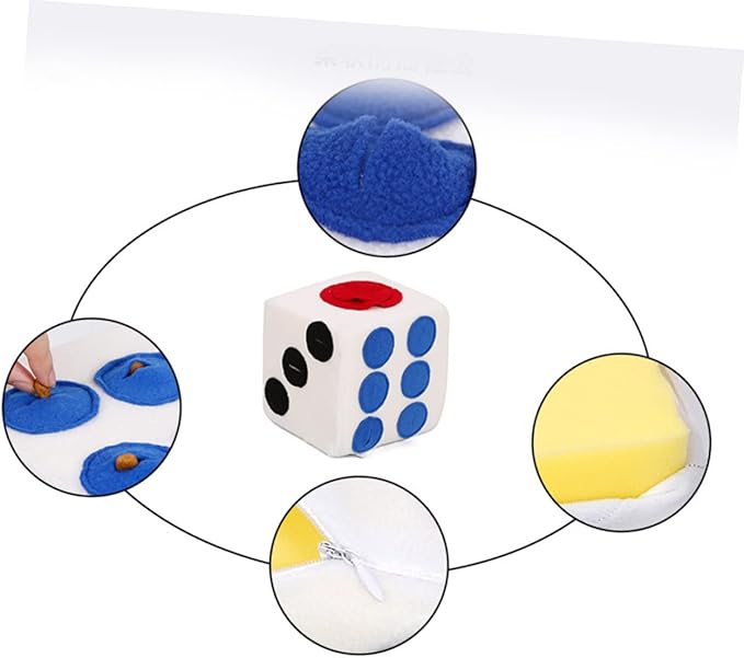 KESYOO Dog Plush Dice for Dogs Creative Funny Sniffing Training Plush Elastic Soft Material for Interactive Enrichment Play Easy to Clean White Pet