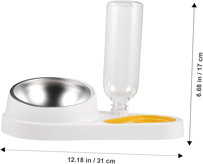 Automatic Pet Feeder and Water Dispenser, White Small Animal Feeder with Spill-Proof Dog Bowl for Cats and Dogs, Household Pet Feeding and Drinking Supplies