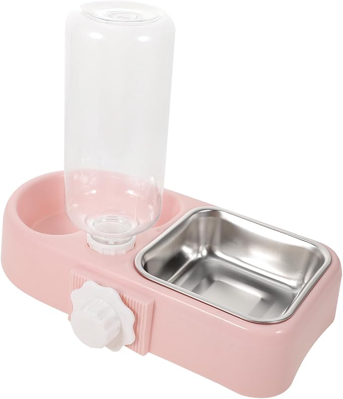 Totority Double Pet Water Feeder with Creative Design Pink Automatic Drinking Tool for Cats and Dogs Safe and Stable Pet Water Bowl for Home and Pet Shops
