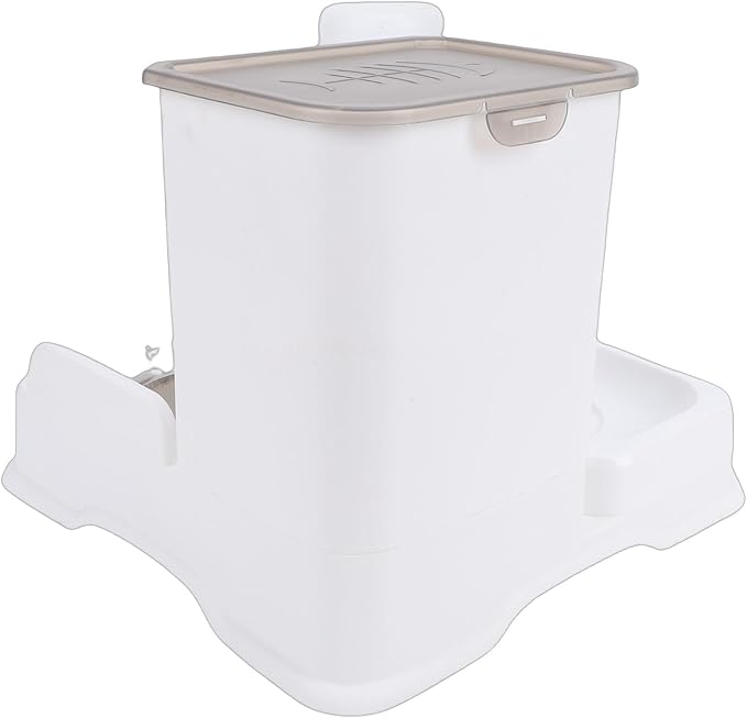 Automatic Cat Dog Feeder with Large Bowl & Water Dispenser Set - 6L Food & 2L Water Capacity, Programmable Timer, Voice Recording, Dual Power Supply for Cats and Dogs Pet Care (White)