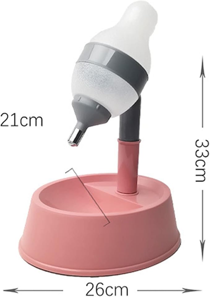 Pet Standing Water Dispenser, Adjustable Height Cat Dog Standing Bowl Durable PP Material Automatic Waterer with Stable Base and Quick Water Outlet (Pink)