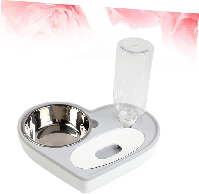Yardwe Dog Automatic Water Bowl Pet Water Feeder Heart Shape Bowl Material Non-Slip Stand