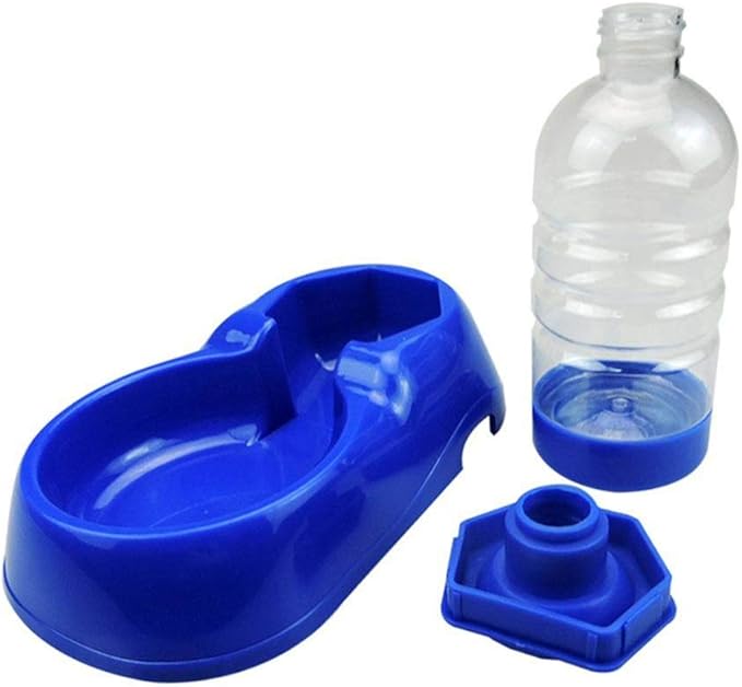 Automatic Dog Pet Feeder Cats Water Dispenser Food Dish Bowl Feeder Drinking Bowl Bottle for Dog Cats Drinker Pet Supplies (Color : Red) (Blue)