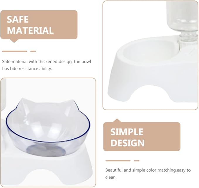 Mipcase 1set Pet Food Feeder Dual-Bowl Design for Cats and Dogs Automatic Water Dispenser Tilted Food and Water Bowls Easy Suitable for Pets