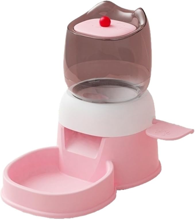 Compatible for Large Capacity Water Fountain Bowl, Automatic Pet Feeder with Detachable Design for Dry and Wet Food(Pink)