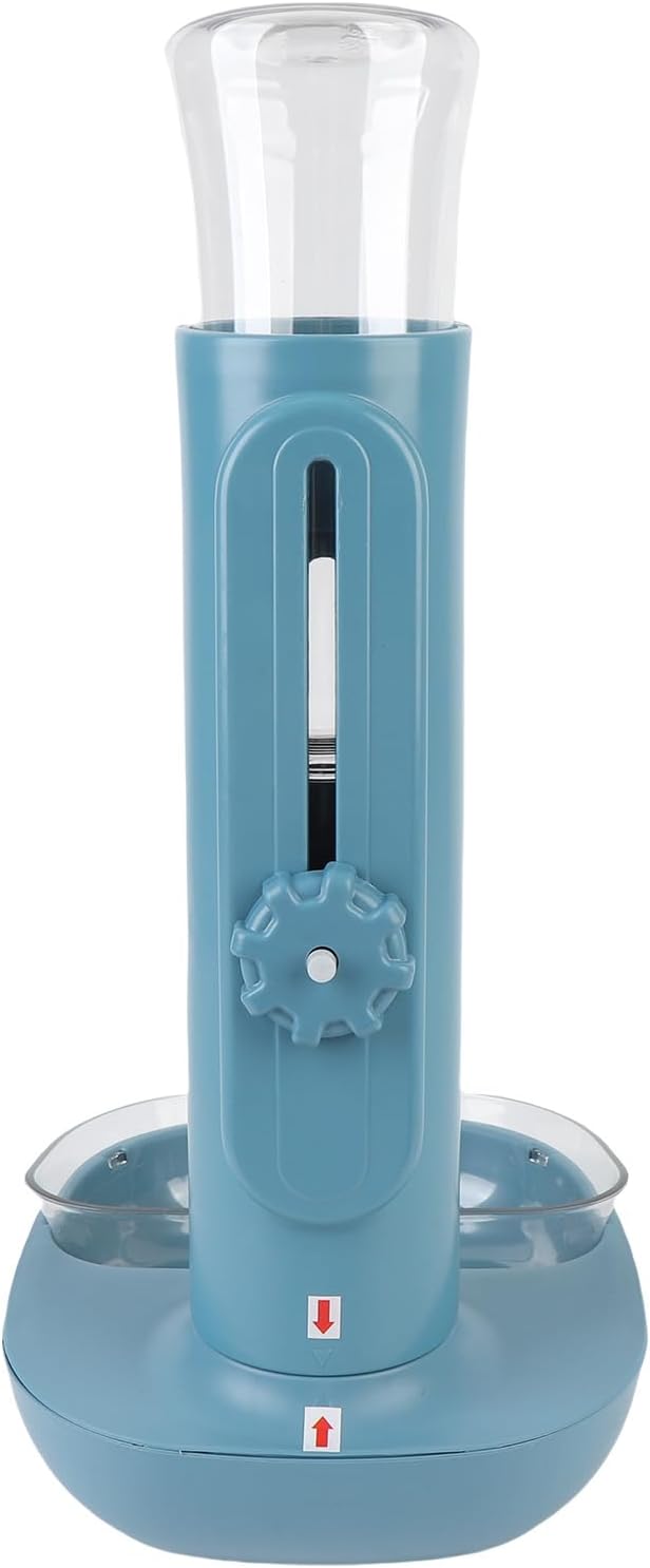 Pet Standing Water Dispenser, Automatic Feeding Water Bowl, 680ml Capacity, Adjustable Height, Hanging Design, for Small Cats and Dogs, with Detachable Feeder (Blue)