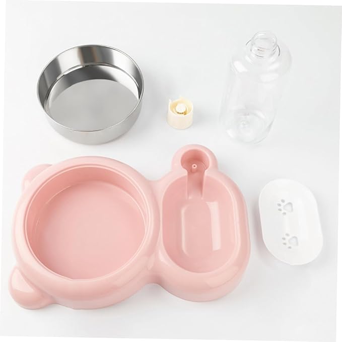 Cat and Dog Pet Feeder Stainless Steel Double Bowl Water Bowl Auto Refill Non- Material