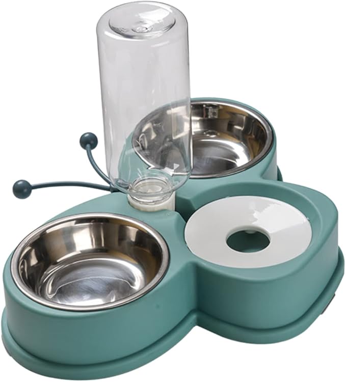 VANZACK Automatic PET Waterer and Feeder Dual Bowls for Cats and Dogs Multi-Function Design Skid Base Convenient and Portable Water Dispenser