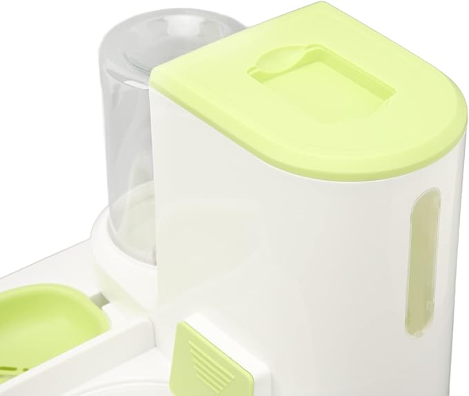 Pet Cat Waterer Food Feeder Automatic, 2.2L Food Storage, 1L Water Dispenser, Feeding for Small to Large Pets (Green)