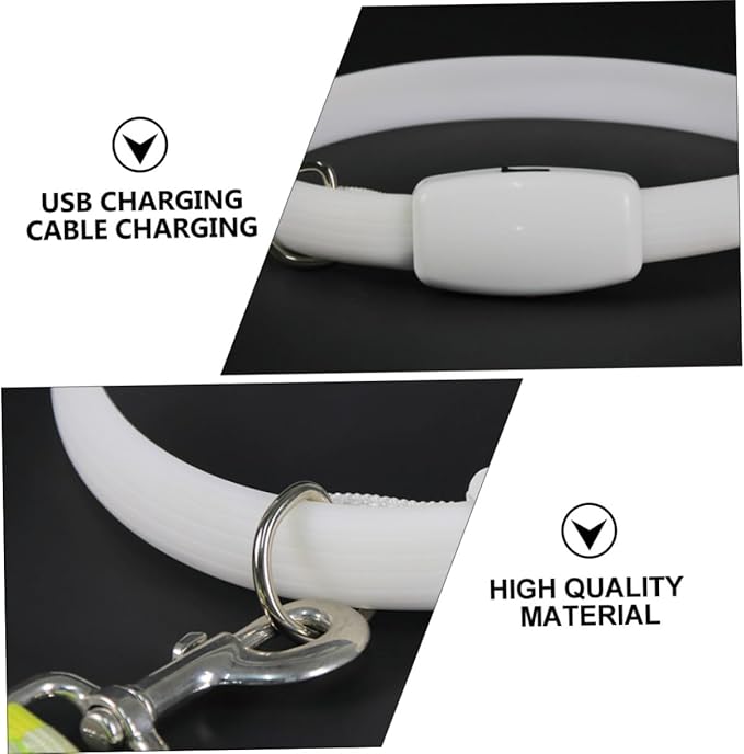 Cabilock LED Dog Collar USB Rechargeable Luminous Pet Collar Waterproof Safety Light for Night Walking Dogs White