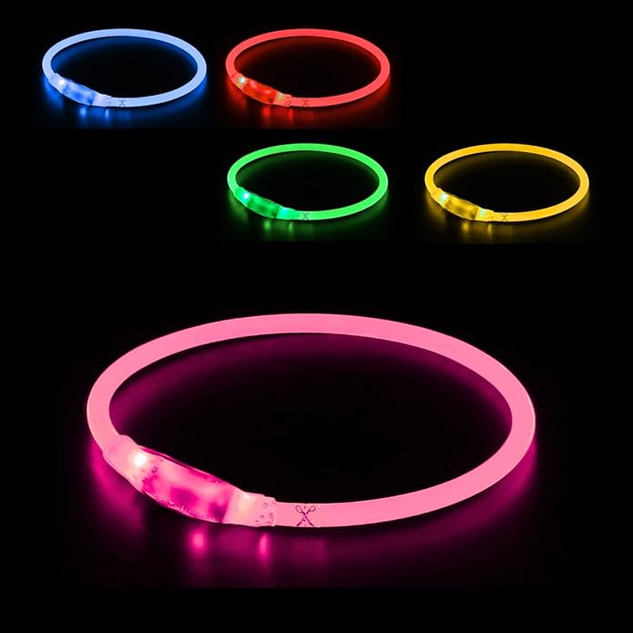 Dog Collar Light, Adjustable & USB Rechargeable, Water resistant, 3 light modes. Keep your Dog visible & safe at night, during walks. Suitable for all Pets, even people