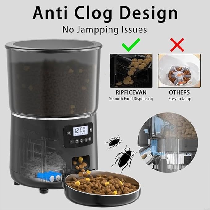 Cats Dog Bowl Automatic Feeder with Camera Timer App Control Time Saving(Black)