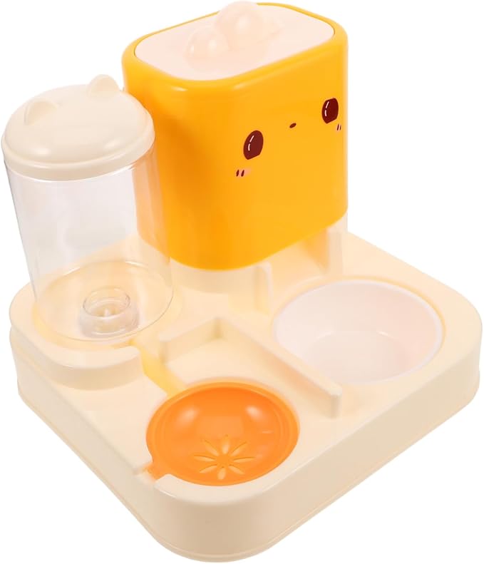 Mikikit Pet Feeding Station Double Dog Bowl Cat Food Feeder Automatic Water Dispenser Raised Cat Bowl Easy Maintenance for Busy Schedules