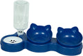 3 in 1 Dog Cat Bowls Water and Food Bowl Set Pet Feeder with Automatic Waterer Bottle Feeding Bowls for Puppy Small or Medium Size Dogs Cats, Dark Blue