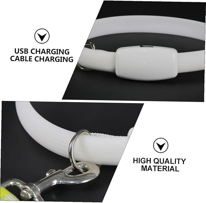 Veemoon LED Dog Collar USB Rechargeable Glowing Luminous Pet Collar White Night Safety for Dogs