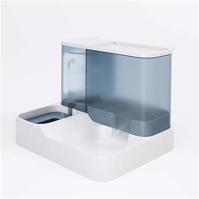 2.2L Large Automatic Smart Pet Dog Feeder Drinking Fountain Plastic Food Bowl Pets in 1 Water Dispenser(Blue)