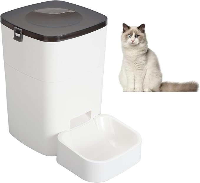 Automatic Pet Feeder Smoother Food Delivery Remote Control Large Capacity for Home Use (White)