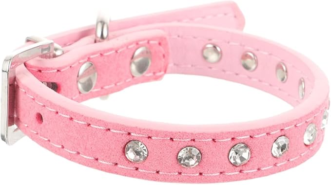 Adjustable Rhinestone Dog Collar for Small Dogs, Pu Leather Puppy Collar with Floral Design, 37x1.5cm Comfortable Pet Necklace for Daily Use