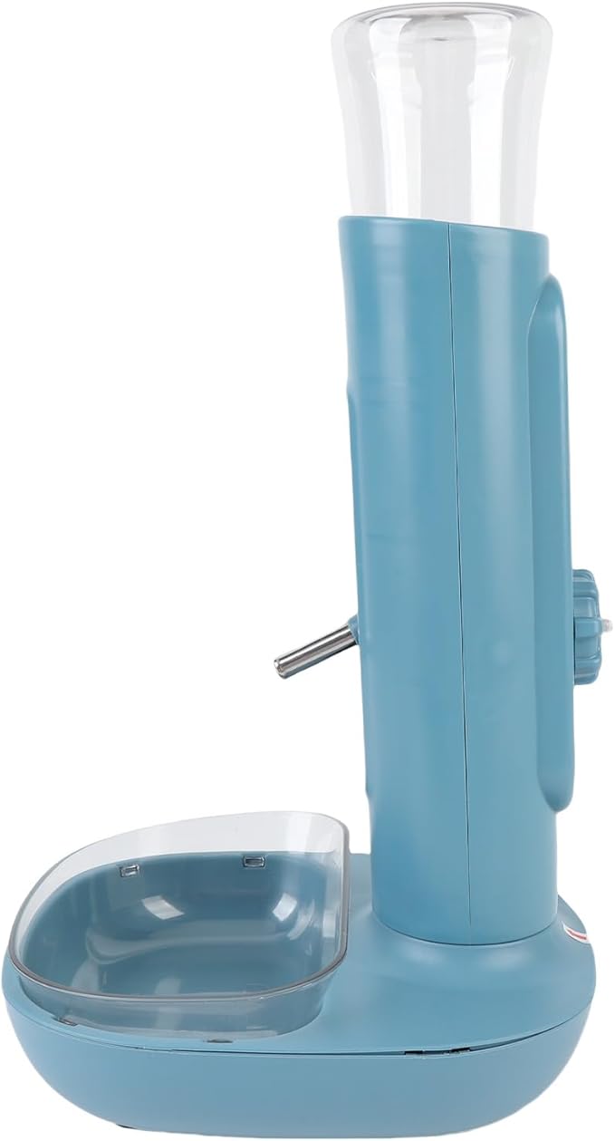 Pet Standing Water Dispenser, Automatic Feeding Water Bowl, 680ml Capacity, Adjustable Height, Hanging Design, for Small Cats and Dogs, with Detachable Feeder (Blue)
