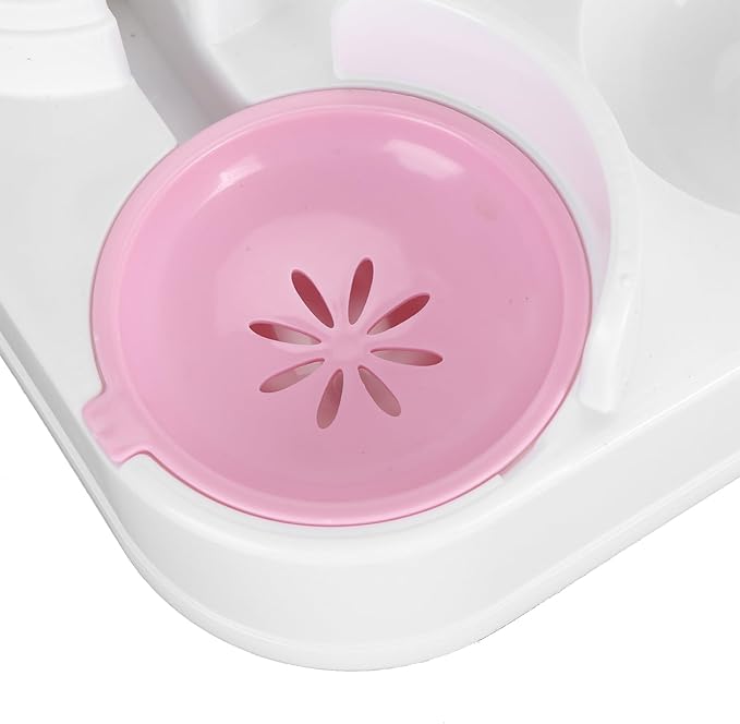 Automatic Cat Feeder and Water Dispenser Set, Pet Food Water Dispenser, Automatic Dog Feeder and Dog Water Dispenser, 2 in 1 Large Capacity Detachable Automatic Cat Waterer Feeder for Dog Puppy (Pink)