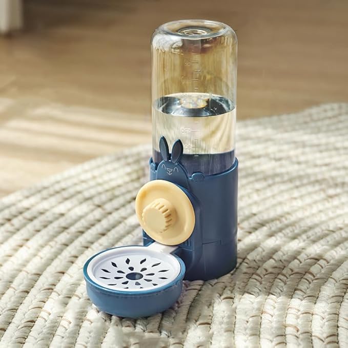 Cage Kennel and Crate Hanging Pet Feeders for Food and Water Rabbit Cat Dog Puppy Feeder and Water with Storage Chinchi Food Bowl (Navy Blue, for Water)