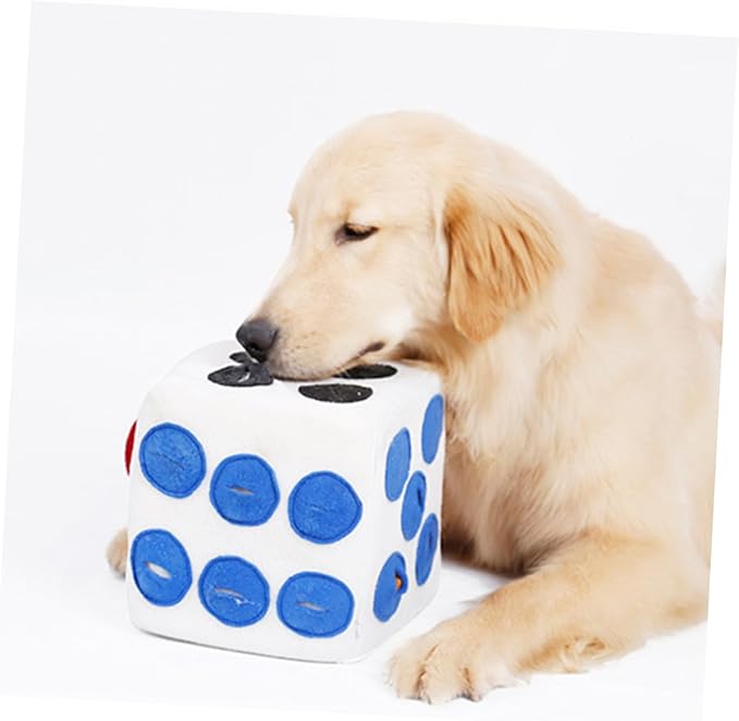 Creative Dice Design Dog Plush for Training and Sniffing White Interactive Enrichment with Invisible Zipper Soft Material for Puppies and Dogs