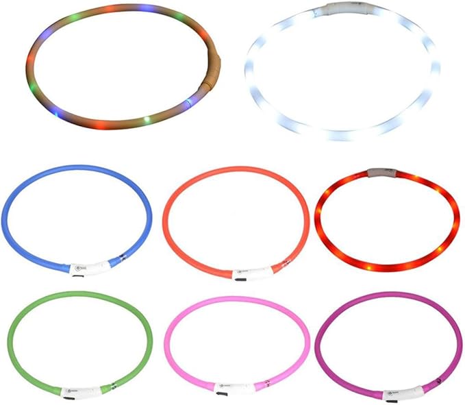 Didiseaon 3pcs Led Pet Collar 4-Mode Light-up Dog Collar Rechargeable Safety Cable 55cm Tailored Fit