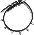 IMIKEYA Rivet Dog Collar Adjustable Studded Pet Neck Collar Sturdy Leather 2.0cm Wide Black for Medium Dogs and Cats