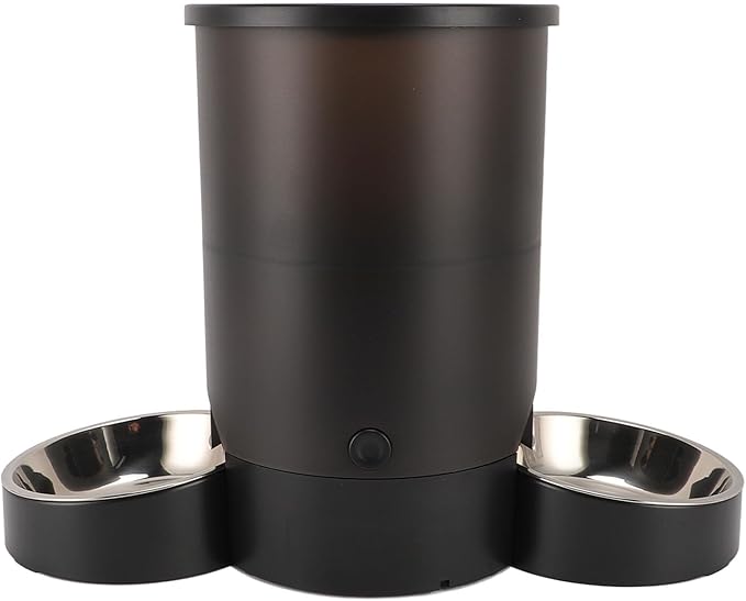 Automatic Dog Feeder, 3L Large Capacity Automatic Cat Food Dispenser Storage Sturdy for Pets Dogs Cats (Black Double Bowl)