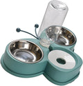 BESPORTBLE Multi-Function Pet Feeder with Automatic Water Dispenser Stainless Steel Bowl Non-Slip Design for Cats and Dogs Convenient Pet Waterer and Food Bowl Combo Green