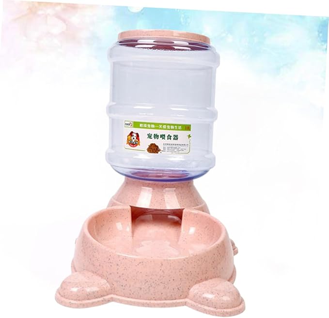 MERRYHAPY 1pc Refillable Automatic Pet Food Dispenser Bear-Shaped Container for Dogs and Cats Easy Open Design Non-Skid Base for Home and Shop Use Pink