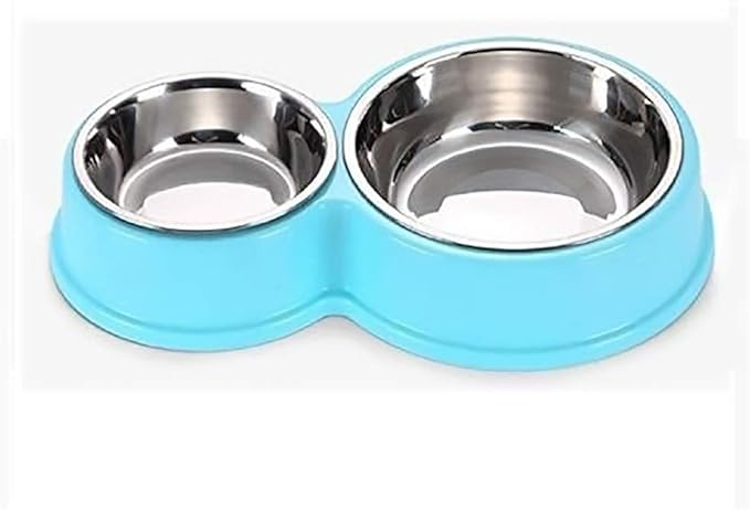 Automatic Feeders Stainless Steel Dog Bowl Pet Double Bowls Plastic 8 Shaped Cat Food Bowls Water Container for Puppy Small Dogs