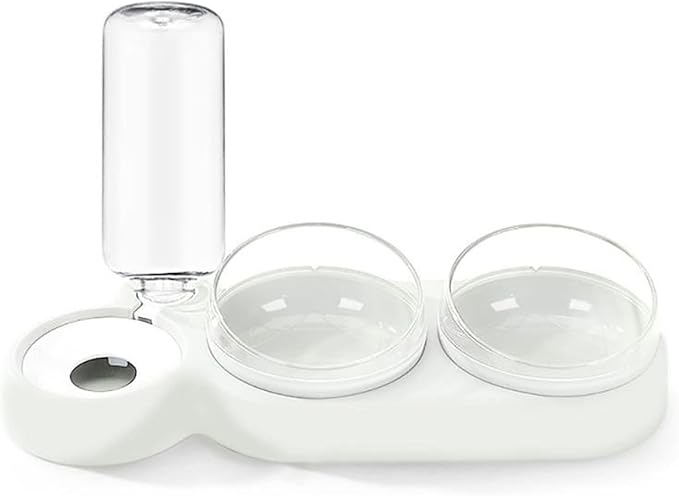 Automatic Pet Water and Food Feeder for Dogs Cats, Dual Bowls with Detachable Stainless Steel, No-Spill Design