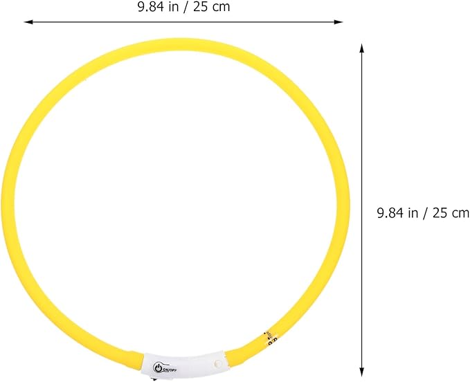 DOITOOL LED Rechargeable Silicone Pet Collar, Waterproof Wear-Resistant Dog Collar, Oval Yellow Large Size for Outdoor Night Walking