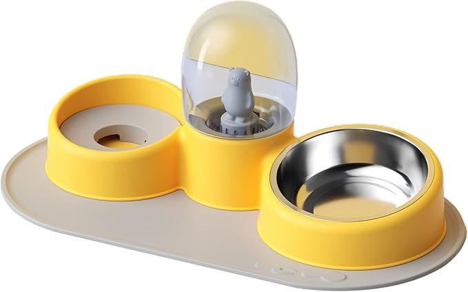 Dog Bowl Raised Cats Food Bowls with Detachable Stand 2 in 1 Pet Automatic Feeder with Water Fountain Green/Gray/Blue Food Water Dispenser Set