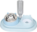 Double Dog Cat Bowls, Raised Pets Food and Water Bowl Set with Automatic Water Dispenser Bottle, Detachable Stainless Steel Bowl Pet Feeder for Small Medium Dogs and Cats Puppy