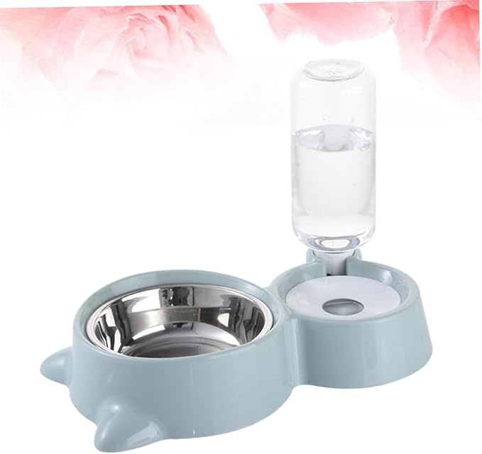 Pet Dual Water Food Feeder Bowl for Cats and Dogs Unique Design Non-tip Smooth Convenient Feeding Automatic Dispenser for Indoor Use