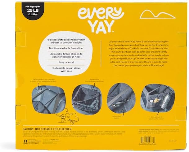 EveryYay by Petco Essentials Road Trippin' Black Car Booster Seat, Small