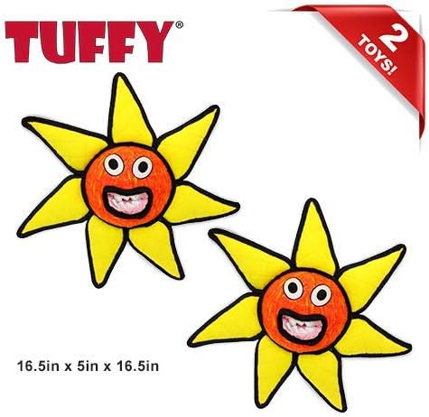 TUFFY® - World's Tuffest Soft Dog Toy - Alien - Multiple Layers. Made Durable, Strong & Tough. Interactive Play (Tug, Toss & Fetch). Machine Washable & Floats. (Ball Red Flower, Large 2 Pack)