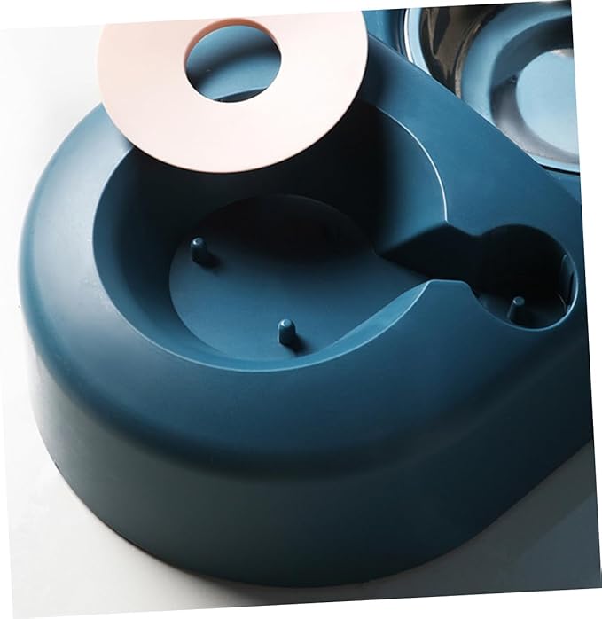 Mobestech Automatic Pet Feeding Bowl and Water Dispenser, Anti-Spill Blue Dog and Cat Food and Water Basin, Plastic Pet Feeder for Indoor Use