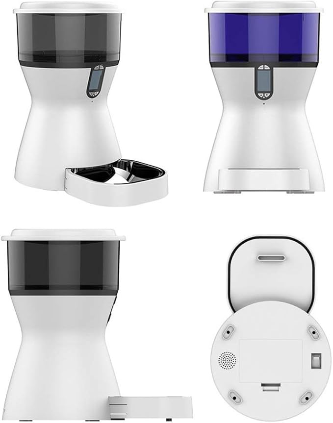 Pet Dog Cat Automatic Feeder Can Record Timing Quantitative Dual Power Battery Small Medium Dog ABS Microcomputer 4L Blue Portable