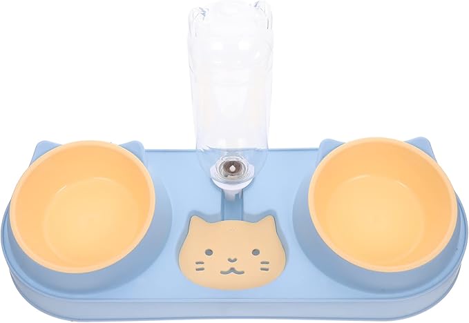 Mipcase Double-Bowl Automatic Pet Feeder Water Dispenser Plastic Dog and Cat Food Bowls for Convenient Feeding Lightweight Compact Design
