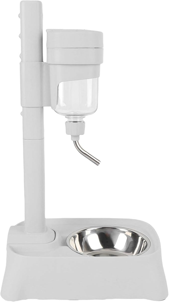 Sorandy Pet Standing Water Dispenser, Automatic Dog Cat Feeder Water Dispenser, 500ml Detachable Adjustable Small Dog Cat Feeding Liquid Bowl Set, for Small Animal Puppy Pussy Rabbit (Elegant Gray)