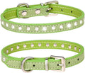 Serijoars Puppy Dog Collar with Crystal Diamond Colorful Bling Girl Puppy Small Dog Cat Collars (Green, XXS)