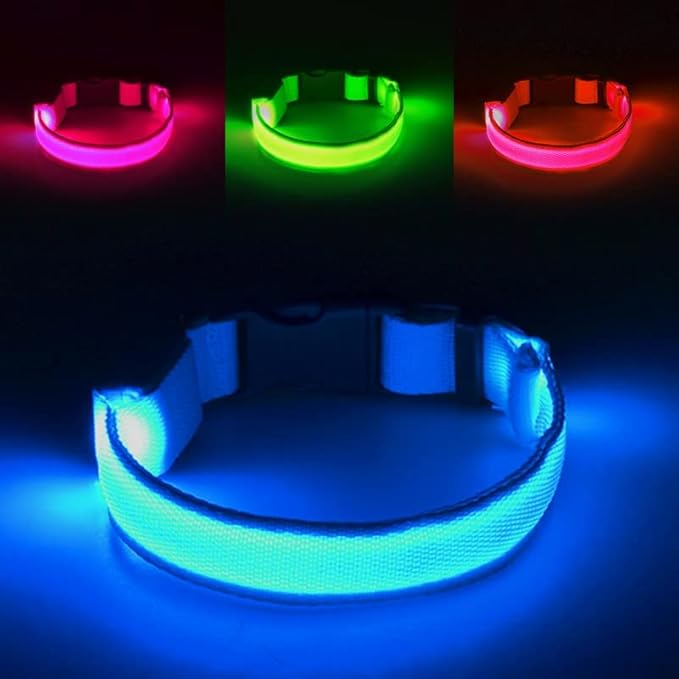 Third led Dog Collar,USB Rechargeable Light Up Dog Collars,3modes,Waterproof Dog Lights for Night Walking,Make Pet Visible and Safety for Night Walking，for Small Medium Large Dogs