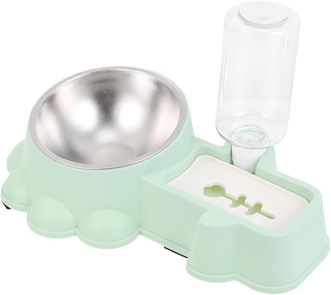 Automatic Stainless Steel Dog Feeder and Water Dispenser Bowl Stable Anti-Skid Dual-use Pet Food and Water Container for Puppies and Dogs Spill-Resistant Green Design