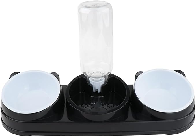 Pet Double Bowl Feeder with Water Dispenser for Dog Cats Feeding Watering Treats Dry Food Dish Home Dishware Double Food Water Feeder
