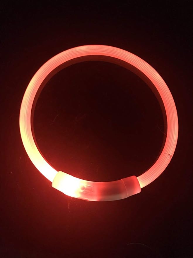 MoonyLI LED Dog Collar,USB Rechargeable LED Dog Safety Collar,Glowing Dog Collar,Used for Night Safety,Fashion Light up Tube Flashing Tube Collar it for All Dog, Cat and Pets Red