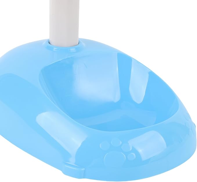 Tnfeeon Adjustable Height Pet Standing Water Dispenser Feeder, 17oz Capacity Automatic Water Bowl with Detachable Bottle for Puppies and Small Dogs, Plastic Base 9.8x7.1 Inches (Blue)